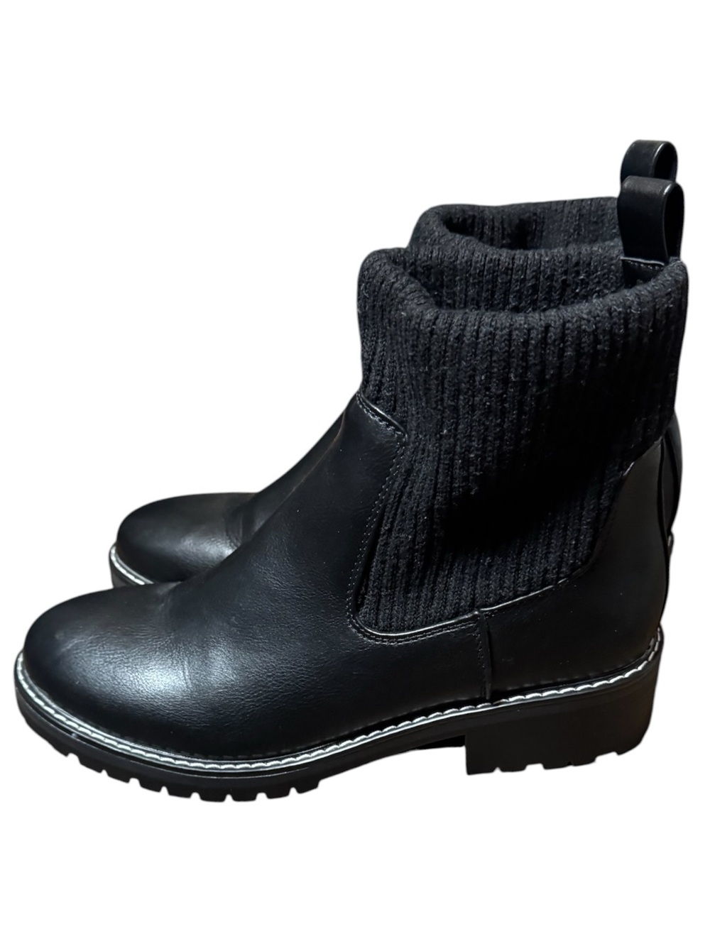 Kensie KarolAnne Black Knit-Cuff Chelsea Booties Women’s Size 8.5 Ankle Boots
